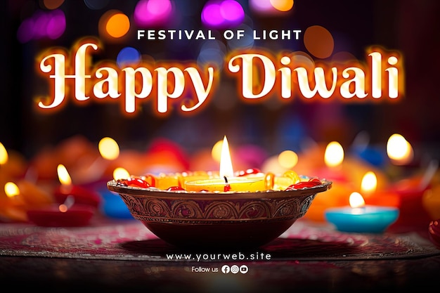 Fondo feliz diwali y banner de diwali