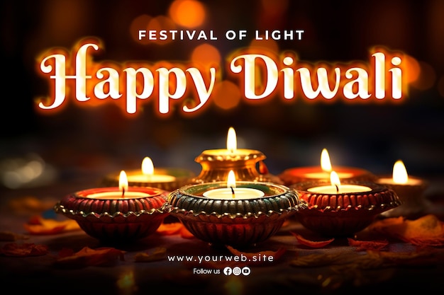 Fondo feliz diwali y banner de diwali