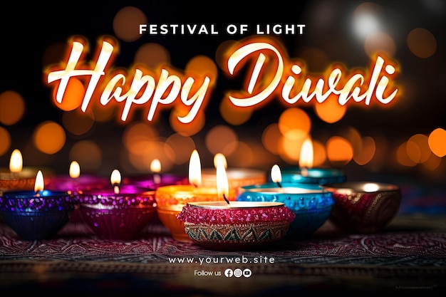 Fondo feliz diwali y banner de diwali