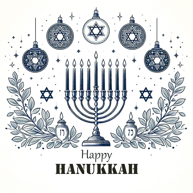 PSD un fondo feliz de hanukkah con un dibujo de una menorá
