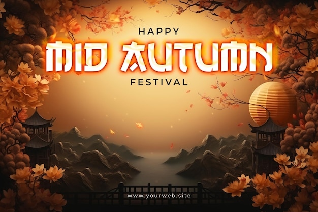 Fondo del festival del medio otoño y diseño de publicaciones en redes sociales de banner.