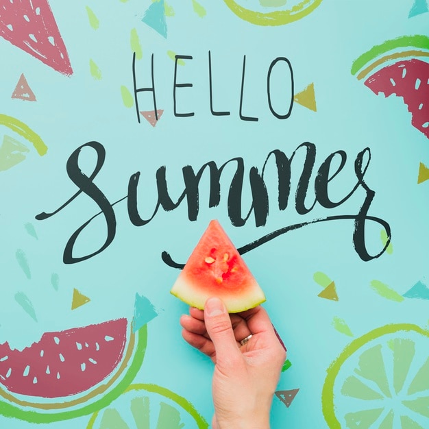 PSD fondo flat lay de verano con frutas exóticas
