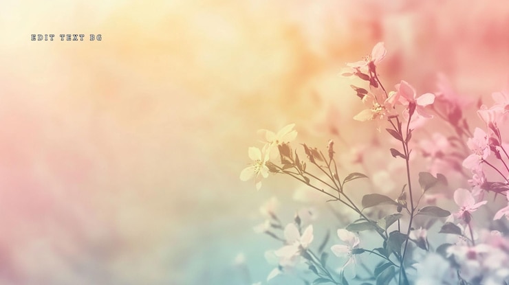PSD fondo floral de primavera pastelado con enfoque suave y flores iluminadas por el sol