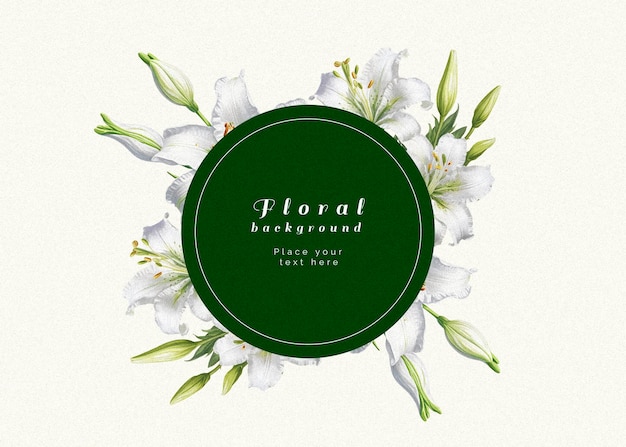 Fondo floral PSD con hermosas flores y hojas aisladas