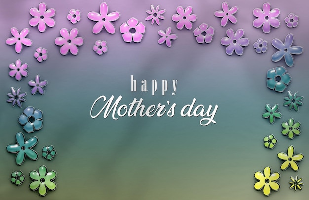 PSD fondo floral de la tarjeta de felicitación del día de la madre 3d