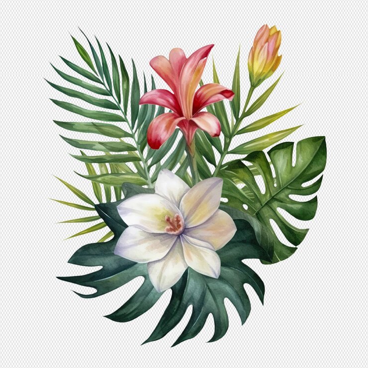 Fondo con flores acuarela