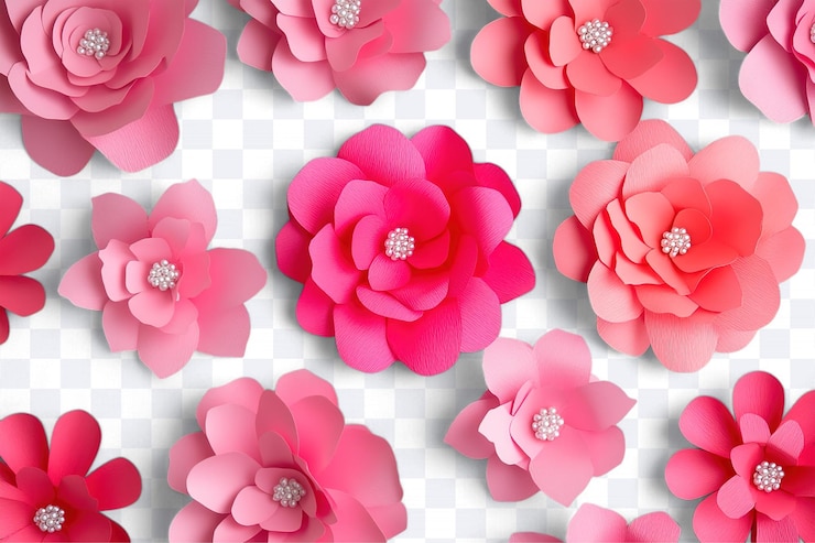 PSD el fondo de las flores de papel rosado