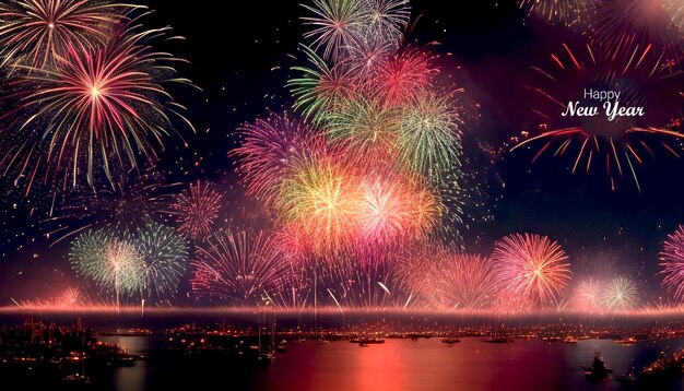 PSD fondo de fuegos artificiales para la celebración del año nuevo