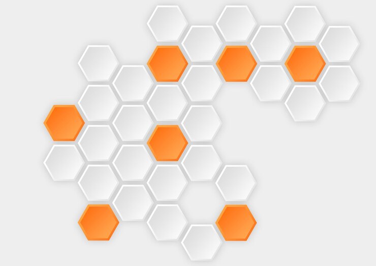 PSD fondo hexagonal con sombra y gradiente de color naranja