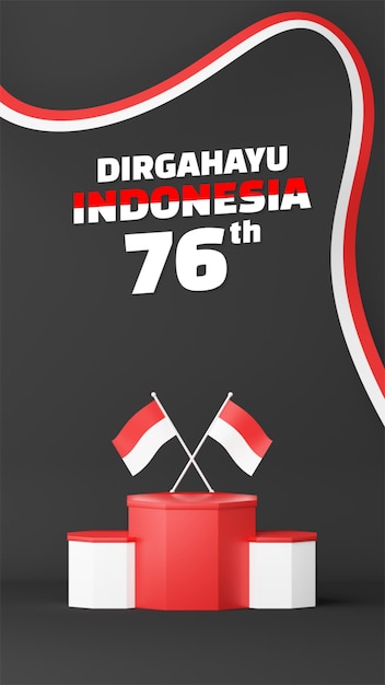 Fondo de la historia de la exhibición del promo del podio vacío del día de la independencia de indonesia. 17 de agosto 76 años de indonesia