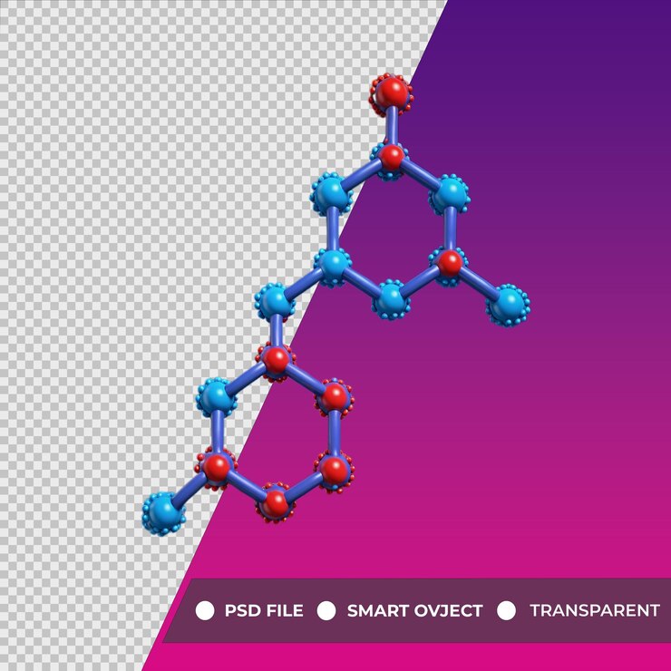 PSD el fondo de la ilustración de la molécula 3d