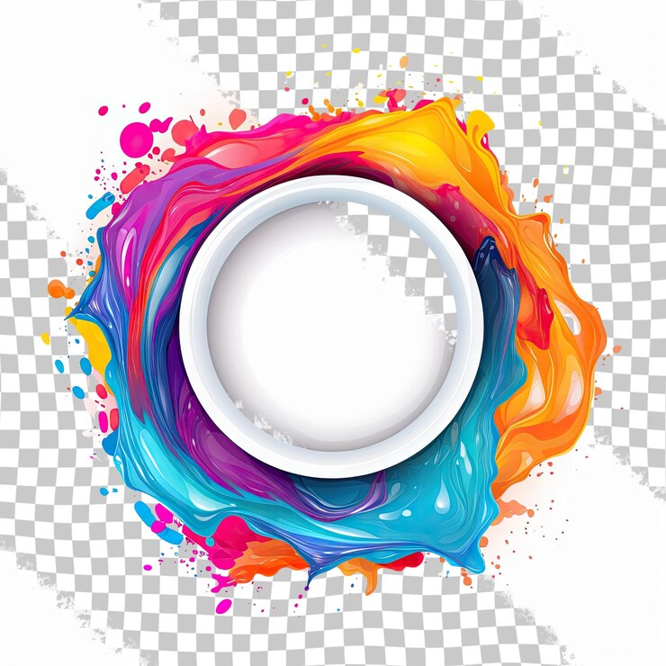PSD fondo líquido colorido con un círculo en el medio para el texto aislado vector transparente des