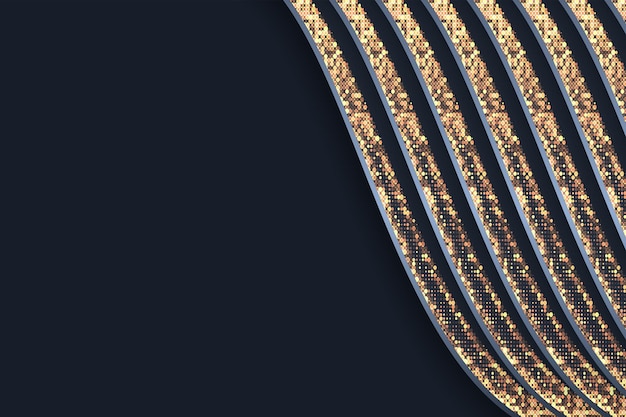 Fondo de lujo de líneas abstractas negras y doradas