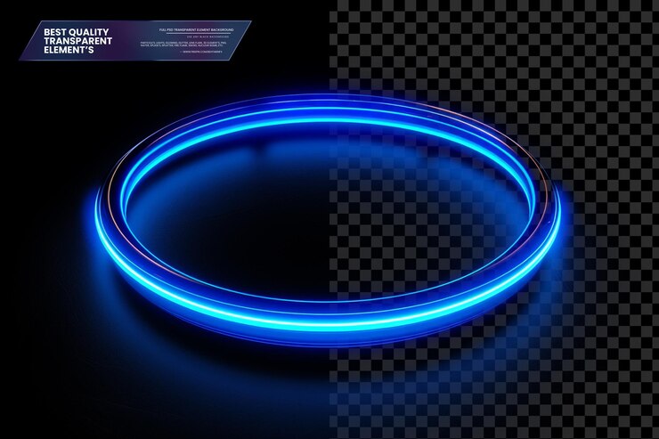 PSD fondo de luz azul brillante con techno de cuadrícula hexagonal en fondo transparente