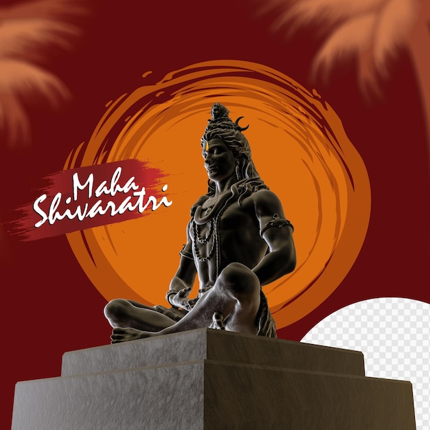 Fondo de maha shivratri con lord shiva 3D Render Image con fondo transparente