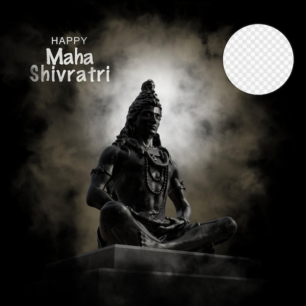 PSD fondo de maha shivratri con lord shiva 3d render image con fondo transparente