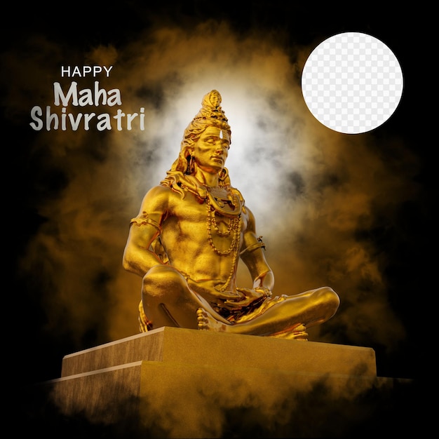 PSD fondo de maha shivratri con lord shiva 3d render image con fondo transparente