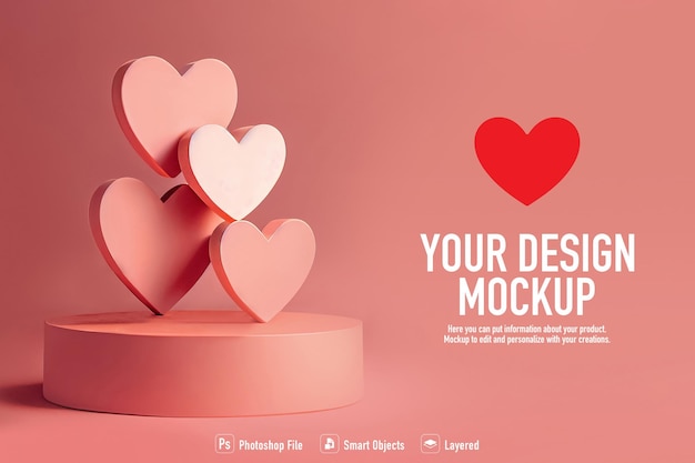 Fondo con maqueta de corazones rosas para el día de san valentín