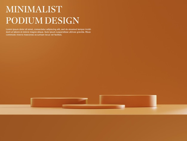 Fondo marrón del podio del producto para la presentación del producto Ilustración 3D