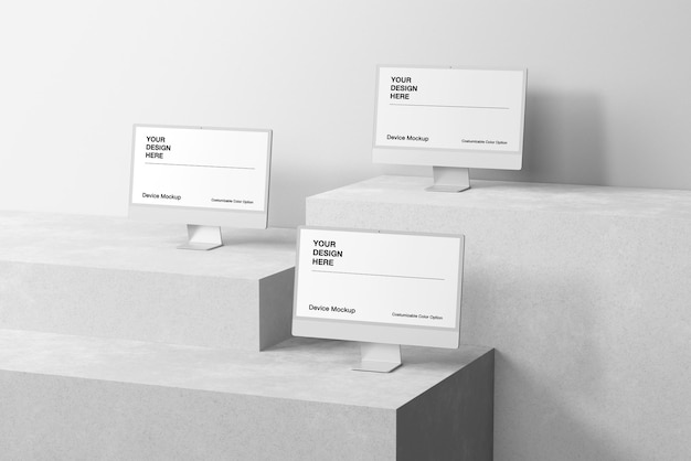 Fondo minimalista y escena realista para maqueta de computadora Color de fondo y objeto editable