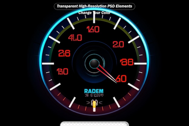 PSD fondo en movimiento del velocímetro del automóvil y el velocímetro