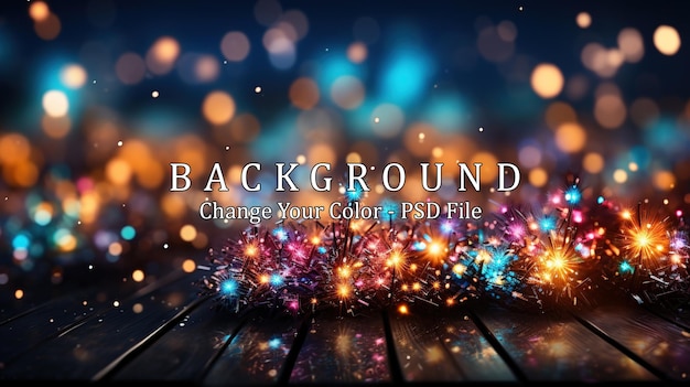 Fondo de Navidad y Año Nuevo con luces bokeh y chispas