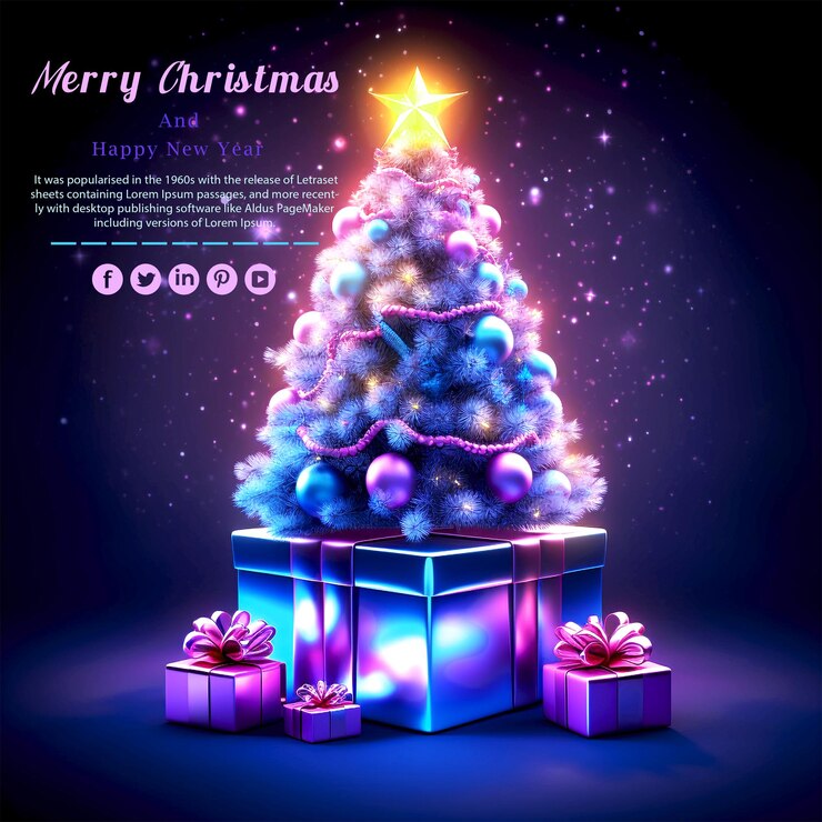 PSD fondo de navidad con caja de regalos de árbol de navidad