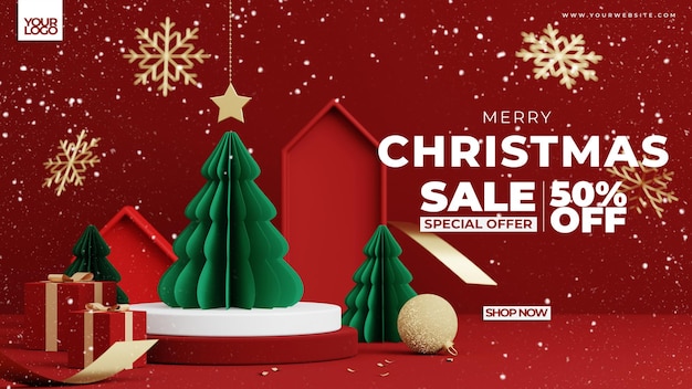Fondo de Navidad para exhibición de productos 3D rendering