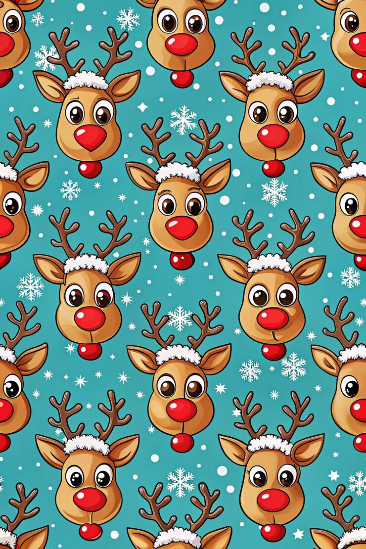 PSD fondo de navidad con un patrón de ciervos y copos de nieve