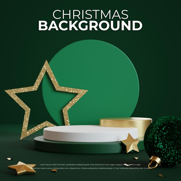 Fondo de Navidad con podio para exhibición de productos 3D rendering