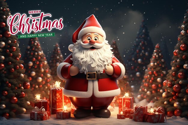 PSD fondo de navidad santa claus y feliz año nuevo