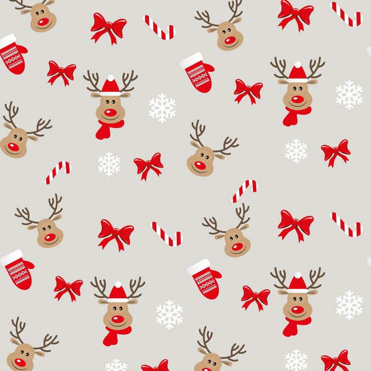PSD fondo navideño con un muñeco de nieve y renos