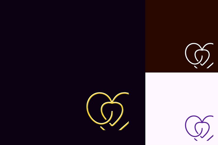 PSD un fondo negro con un corazón dorado y un logotipo blanco