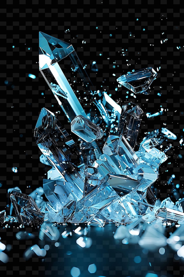 PSD un fondo negro con una imagen de algunas piezas de vidrio y cubos de hielo