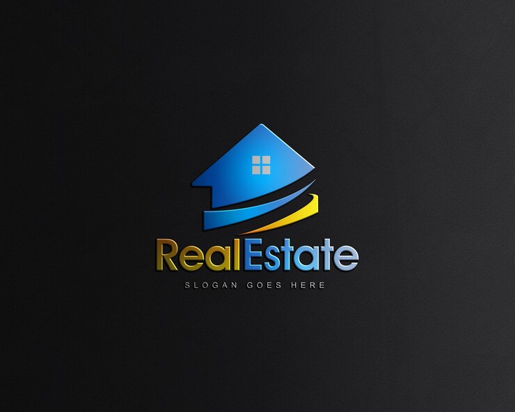 PSD un fondo negro con un logotipo para bienes raíces