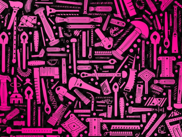 PSD un fondo negro con muchas herramientas y un fondo rosa