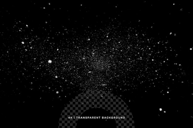 Un fondo negro oscuro con pequeñas partículas blancas en un fondo transparente