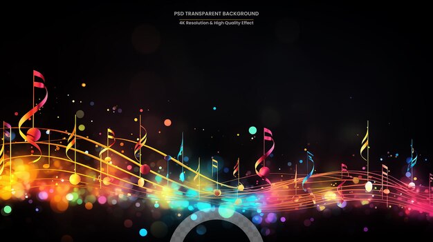 PSD fondo de notas musicales abstractas y coloridas