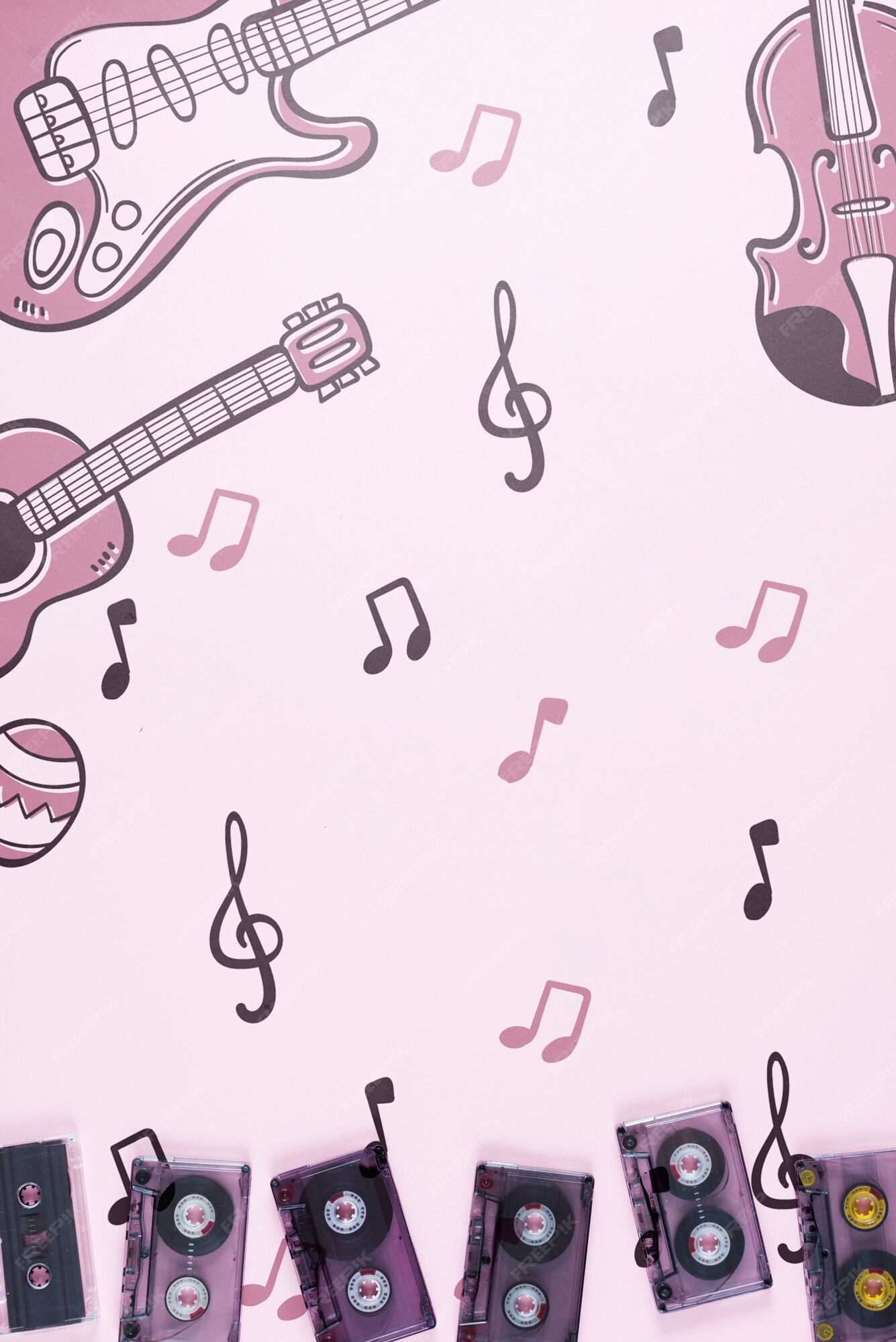 Fondo de notas musicales con cintas de música | Archivo PSD Premium Fondo de notas musicales con cintas de música | Archivo PSD Premium