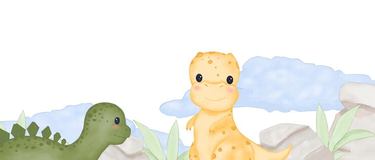 PSD fondo o fondo borde con ilustración infantil con dinosaurios cactus y plantas exóticas