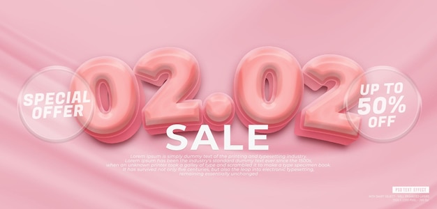 Fondo de oferta especial de venta 0202 con efecto de estilo 3d editable