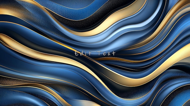 PSD fondo ondulado azul y dorado abstracto 1