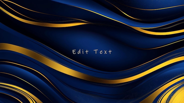 PSD fondo ondulado azul y dorado abstracto 2