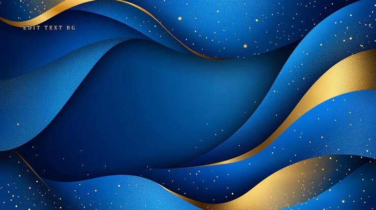 PSD fondo ondulado azul y dorado abstracto con brillo