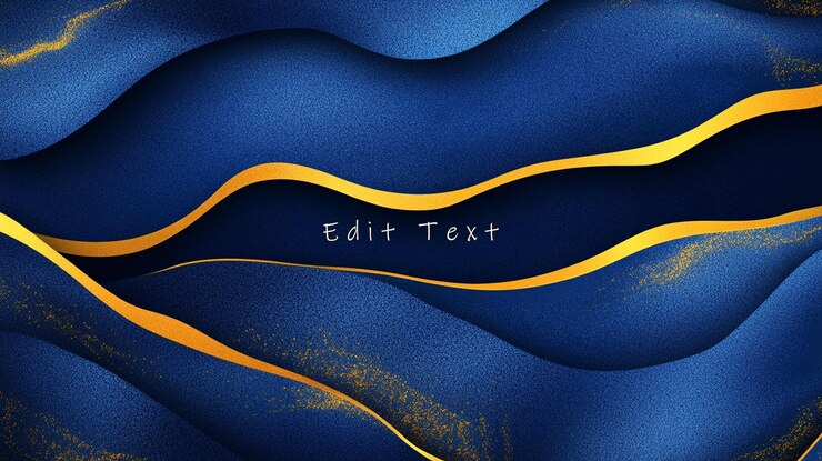 PSD fondo ondulado azul y dorado abstracto