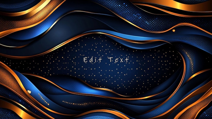 PSD fondo ondulado azul oscuro y dorado abstracto
