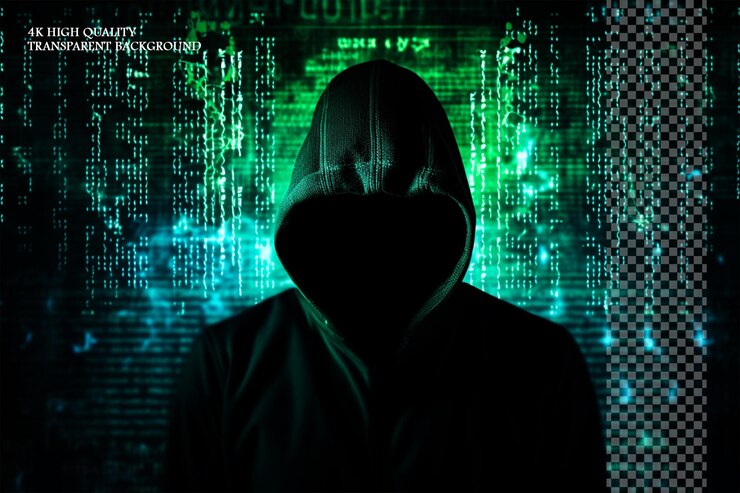 PSD un fondo oscuro con líneas de código en primer plano sobre un fondo transparente