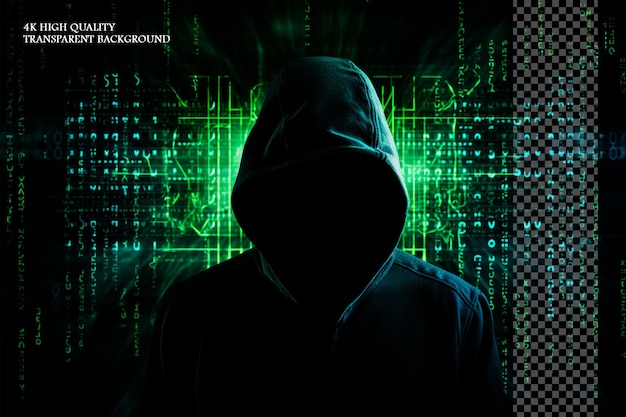 Un fondo oscuro con líneas de código en primer plano sobre un fondo transparente