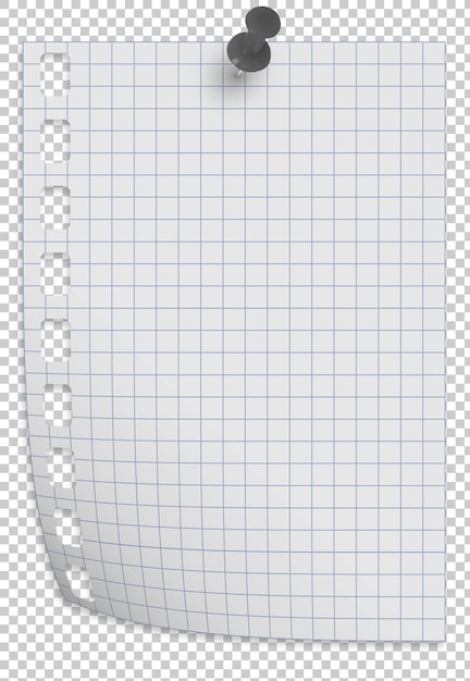 Fondo de página de papel en blanco en cuadrado aislado sobre fondo transparente
