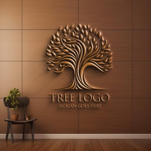 fondo de pantalla de marca de empresa de oficina de pared de maqueta de logotipo 3d